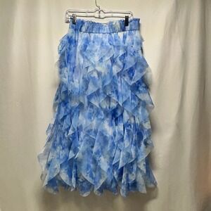 Cato Women's Blue Tie Dye Ruffle Maxi Skirt Size M